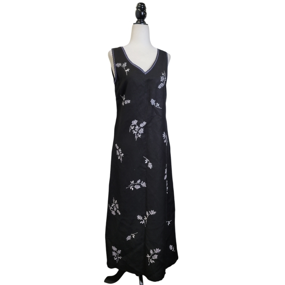 Alexandra Bartlett linen À-line embroidered Floral midi dress